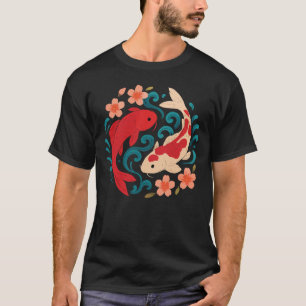 Koi Fish Floral Design Japanese Inspired T-Shirt