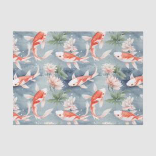 Koi Fish Floral Pond Decoupage Tissue Paper