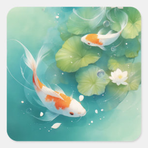 Koi Fish Gentle Symphony Square Sticker