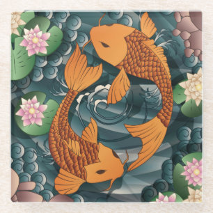 Koi Fish Glass Coaster