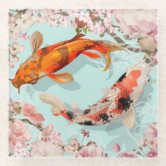 Koi Fish Glass Coaster (Front)