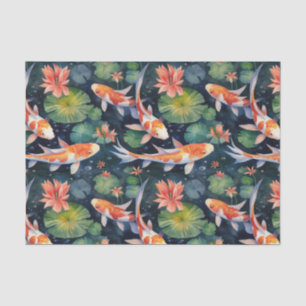 Koi Fish Green Lily Pads Pond Decoupage Tissue Paper