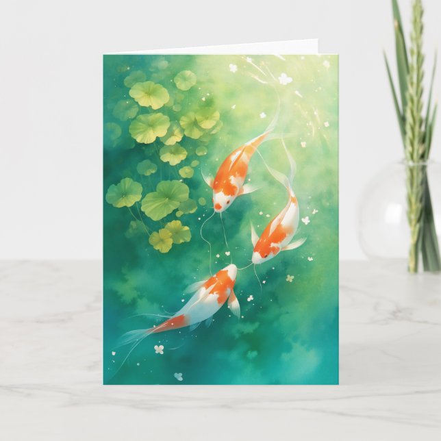 Koi Fish Harmony in the Pond Card (Front)