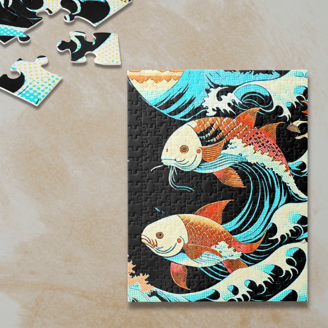 Koi Fish in a Great Wave Comic Book Style  Jigsaw Puzzle (Creator Uploaded)