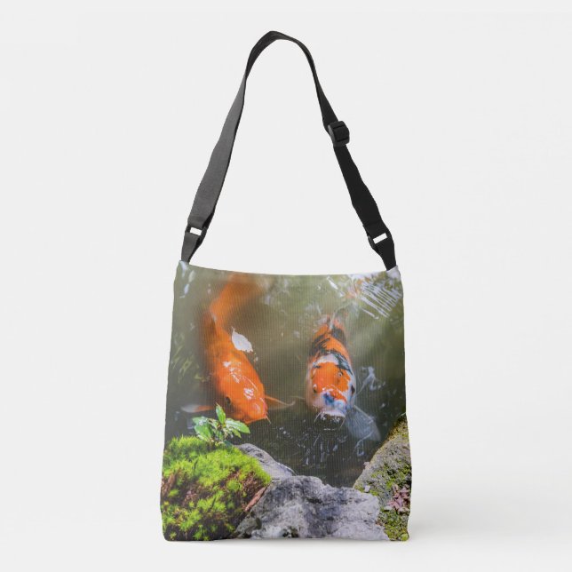 Koi fish in a pond crossbody bag (Back)