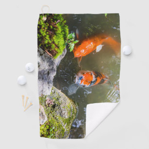 Koi fish in a pond golf towel