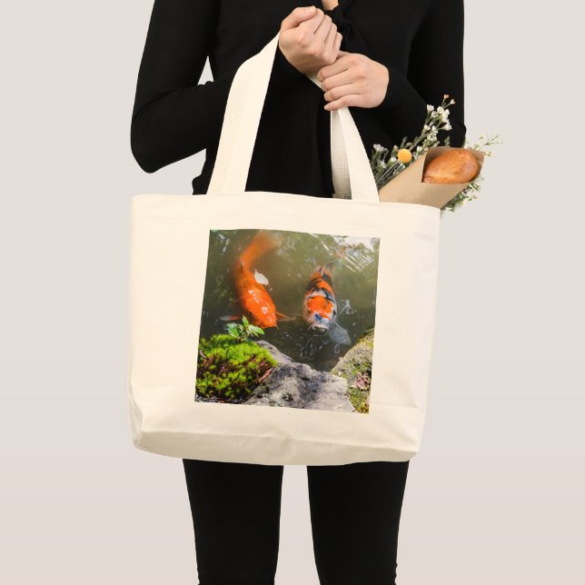 Koi fish in a pond large tote bag (Front (Product))