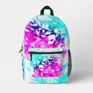 Koi Fish in Pink and Blue Printed Backpack