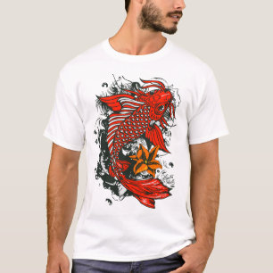 koi_fish_japanese lys flower tattoo old T-Shirt
