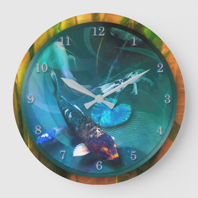 Koi Fish JOY OF KOI Large Clock (Front)