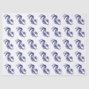 Koi Fish Karp #2 DIY Colors Blue Tissue Paper