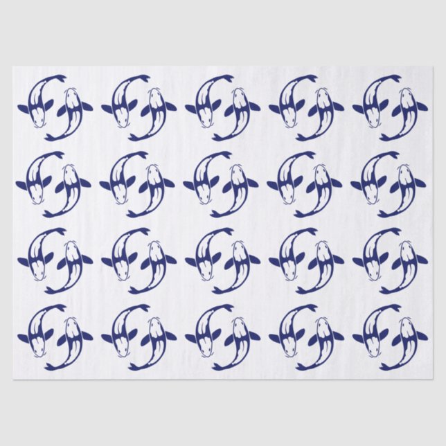 Koi Fish Karp #2 DIY Colours Blue Tissue Paper (Front)