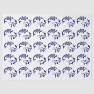 Koi Fish Karp #3 DIY Colors Blue Tissue Paper