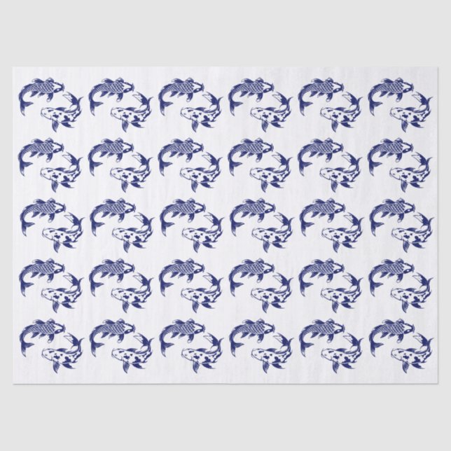 Koi Fish Karp #3 DIY Colours Blue Tissue Paper (Front)