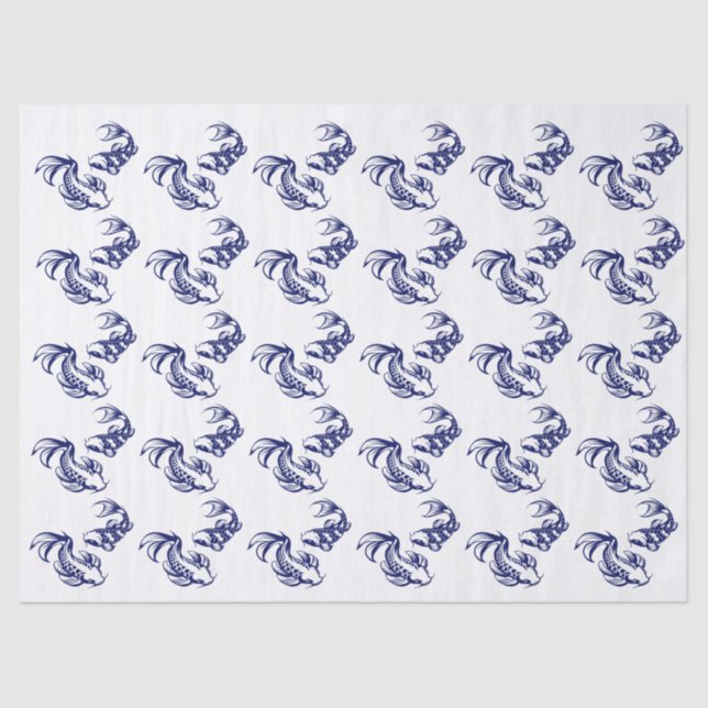 Koi Fish Karp #4 DIY Colours Blue Tissue Paper (Front)