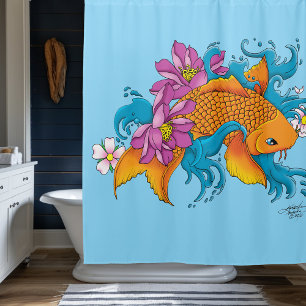 Koi Fish Lotus Cherry Blossoms