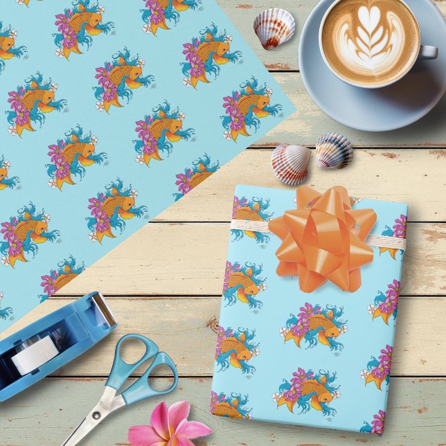 Koi Fish Lotus Cherry Blossoms  Wrapping Paper (Creator Uploaded)
