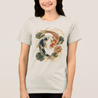 Koi Fish & Lotus Japanese-Inspired Nature T-Shirt