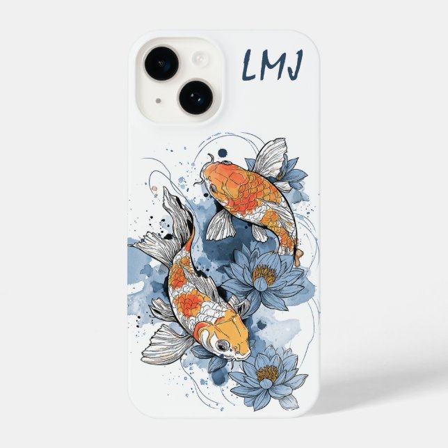 Koi Fish & Lotus Phone Case – Customizable (Back)