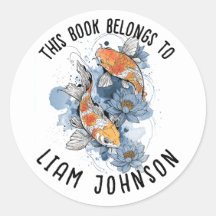 Koi Fish Lotus Sticker | Back-to-School Label