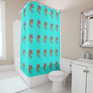 Koi fish oriental floral orange turquoise elegant 