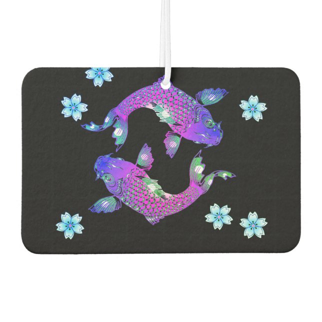 Koi fish oriental japanese purple black air freshener (Front)