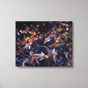 KOI FISH OVER FLOWING CANVAS PRINT