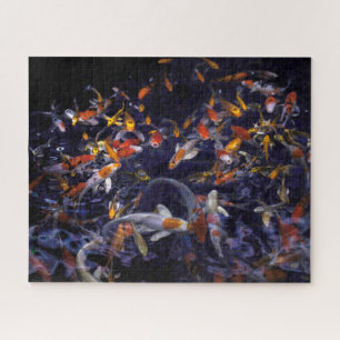 KOI FISH OVER FLOWING JIGSAW PUZZLE