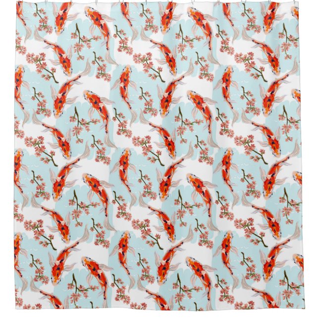 Koi fish Pattern Shower Curtain (Front)
