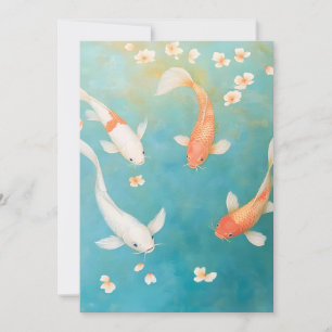 Koi Fish Petal Bloom Watercolor Holiday Card