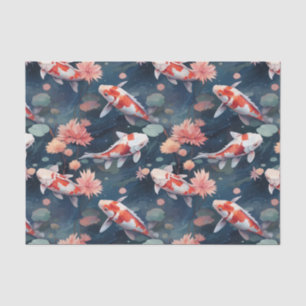 Koi Fish Pond Flowers Decoupage Tissue Paper