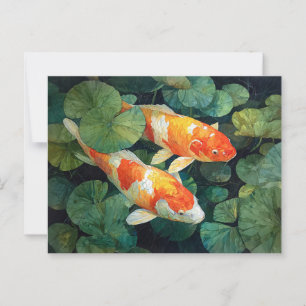 Koi Fish Pond Lily Pads Postcard