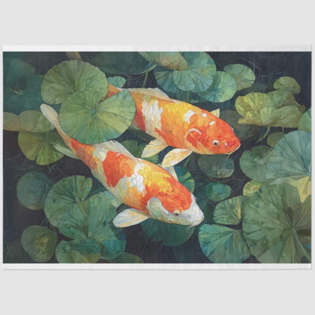 Koi Fish Pond Lily Pads Tissue Paper (Front)
