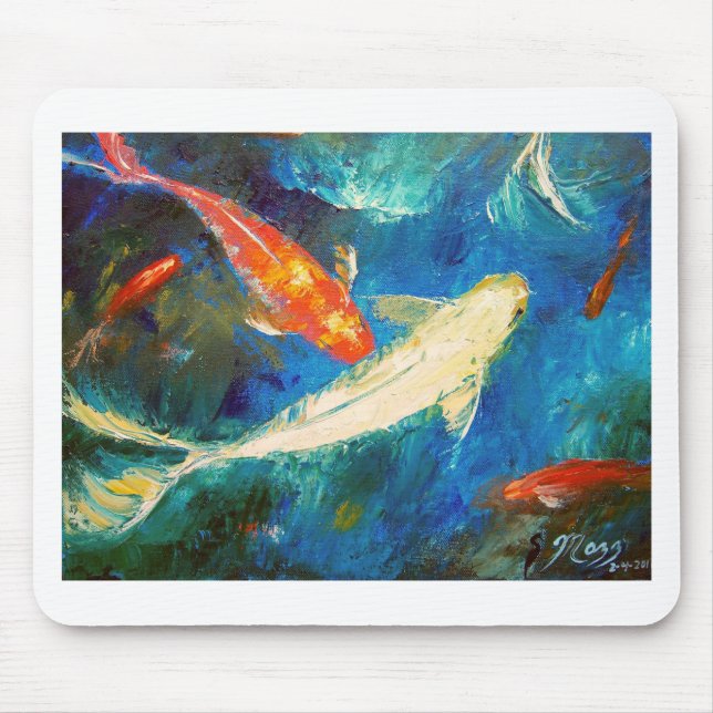 Koi Fish Pond Mouse Pad (Front)