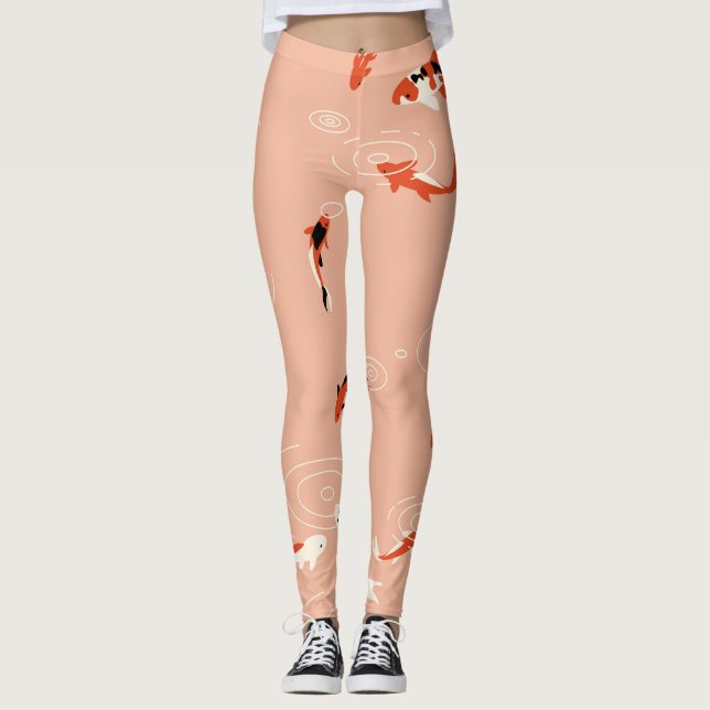Koi fish pond, seamless pattern. leggings (Front)