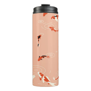 Koi fish pond, seamless pattern. thermal tumbler
