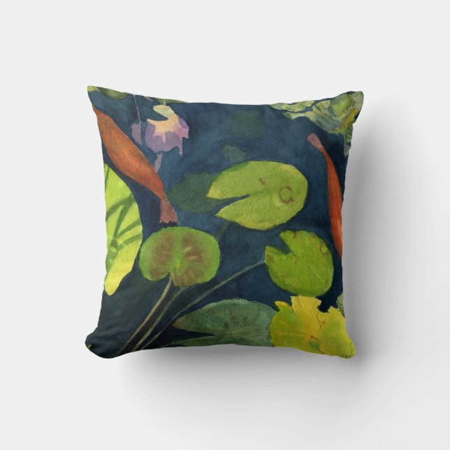 Koi FIsh Pond Throw Pillow (Front)