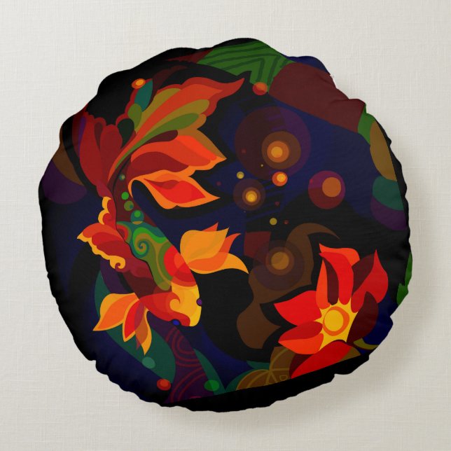 Koi fish  round pillow (Back)
