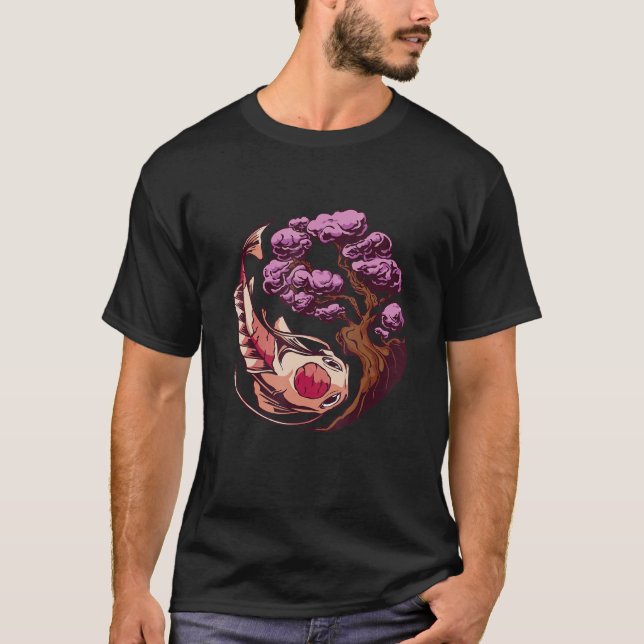 Koi Fish Sakura Japanese art T-Shirt (Front)