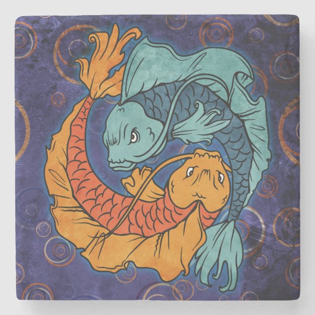 Koi Fish Stone Coaster (Front)