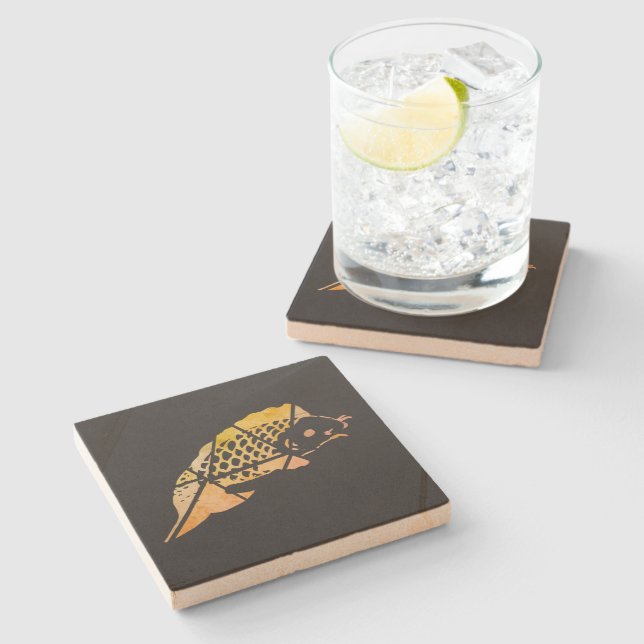 Koi Fish Stone Coaster (Side)