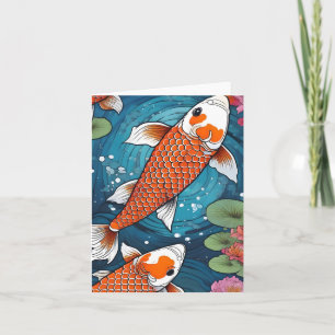 Koi Fish Study H Carte de voeux pliée