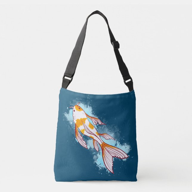 Koi fish Swimming Illustration Crossbody Bag (Front)