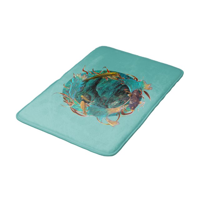 Koi Fish "SWIMMING IN PEACE" Bath Mat (Angled)