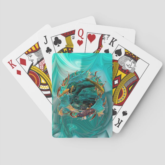 Koi Fish SWIMMING IN PEACE Playing Cards (Back)