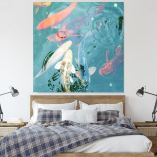 Koi Fish Swimming in Pond Canvas Print
