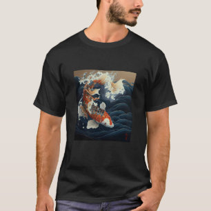 Koi fish swimming in the great wave Japanese T-Shirt