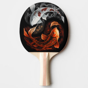 Koi Fish Taiji Circle Japanese Art Black And White Ping Pong Paddle