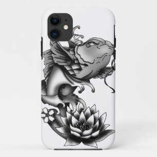 Koi fish tattoo design with lotus and cherry iPhone 11 case