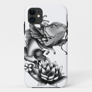 Koi fish tattoo design with lotus and cherry iPhone 11 case